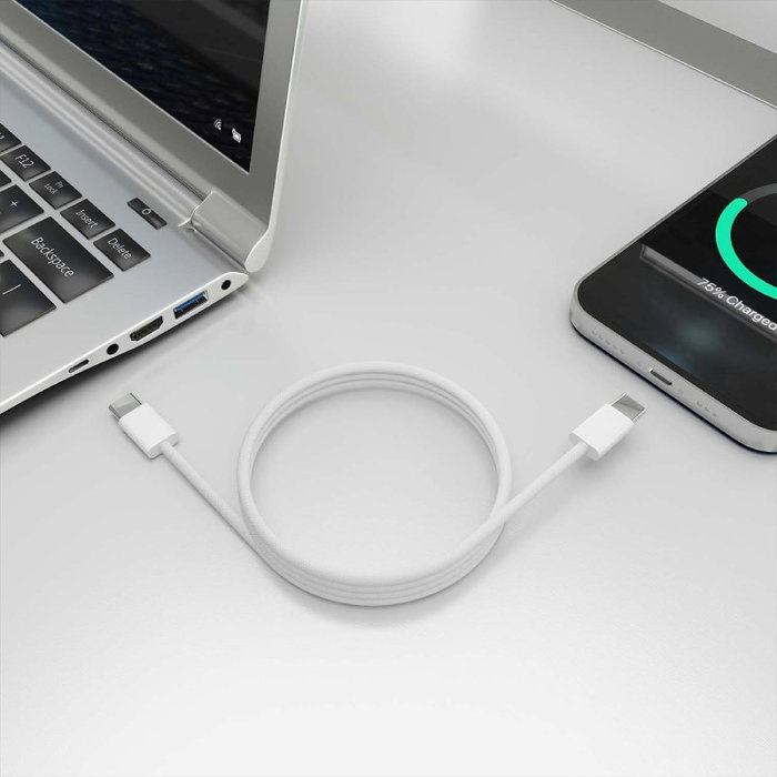 Aisens Cable USB-C a USB-C A107-0855, 1m, 60W, Blanco Aisens Cable USB-C a USB-C A107-0855, 1m, 60W, Blanco